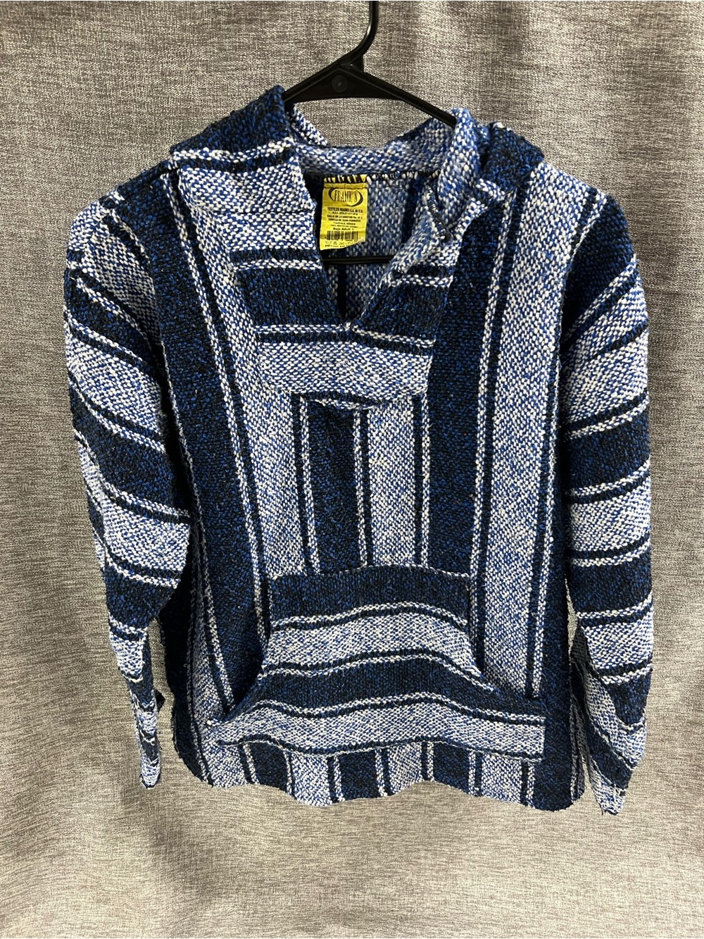 Men's Striped Baja Crewneck Sweater Hoodie - Blue
